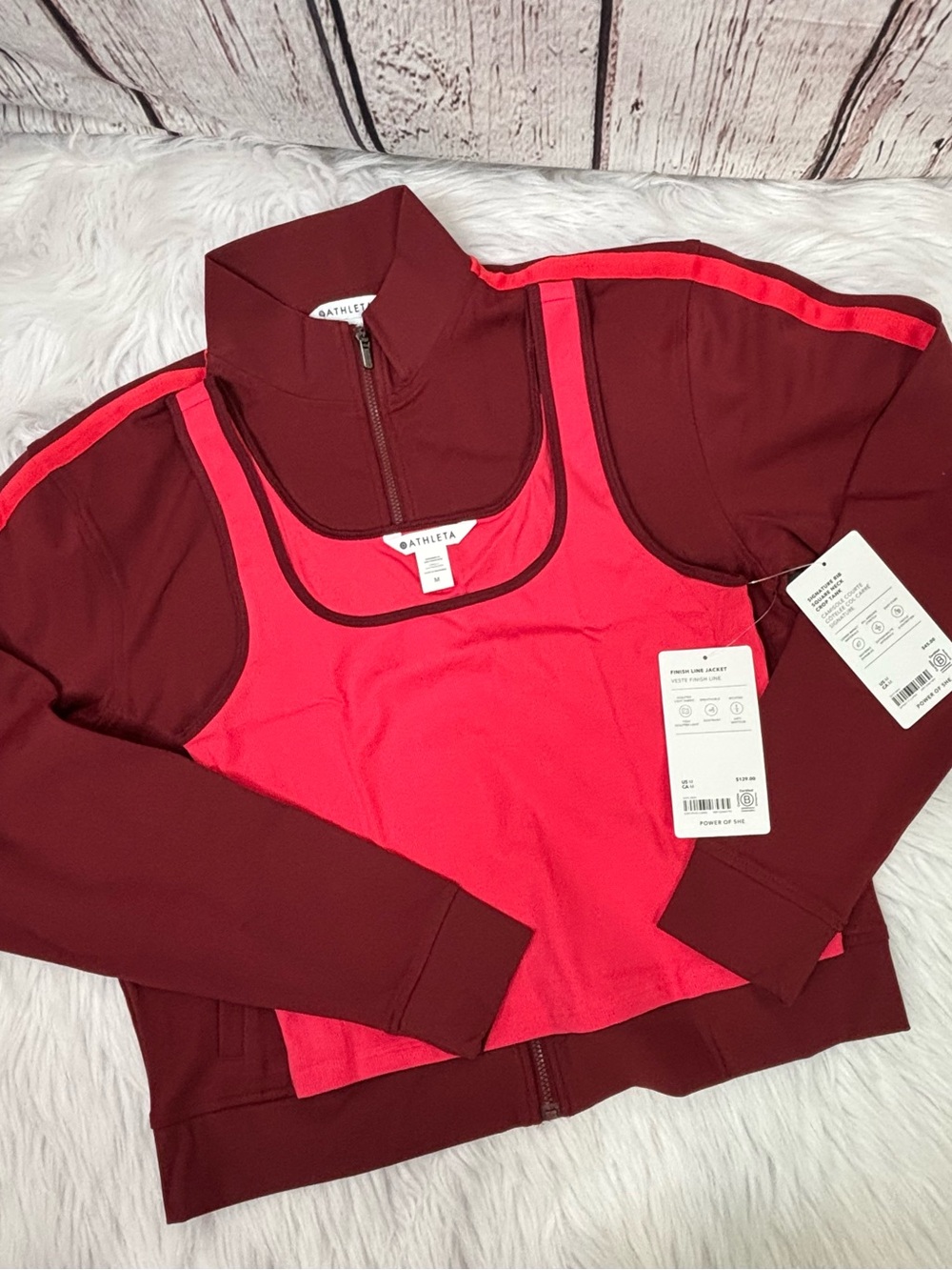 NEW! ATHLETA Finish Line Jacket & Signature Rib Square Neck Crop Tank Medium NWT